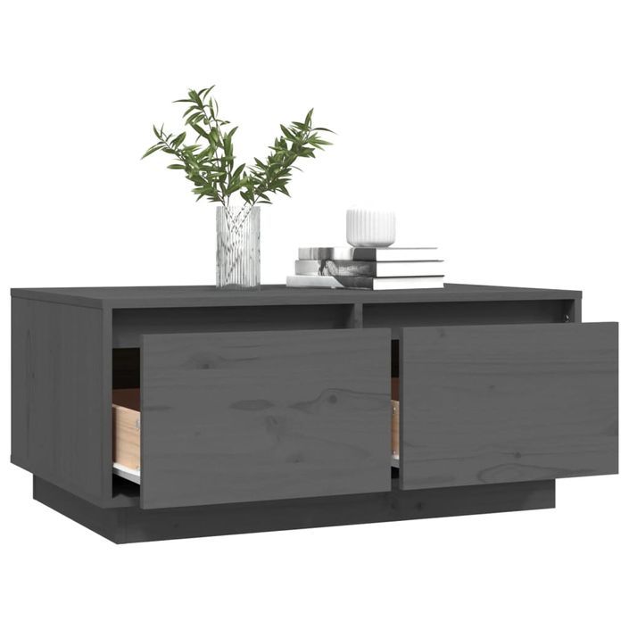 Table basse Gris 80x50x35 cm Bois massif de pin - Photo n°5