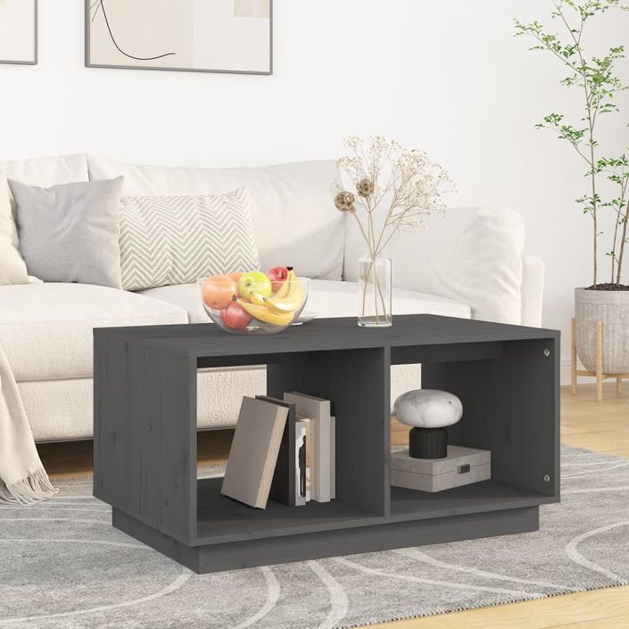 Table basse Gris 80x50x40 cm Bois massif de pin - Photo n°1