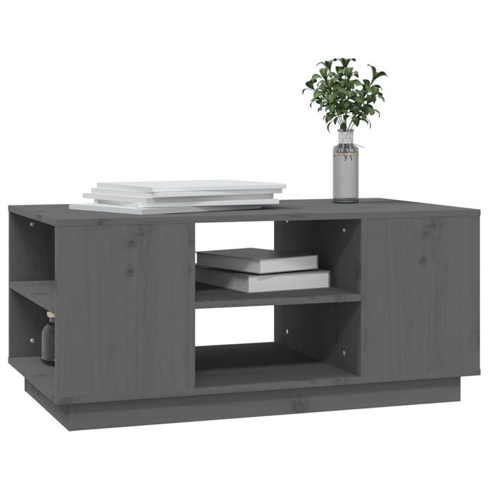 Table basse Gris 90x49x40,5 cm Bois massif de pin - Photo n°4