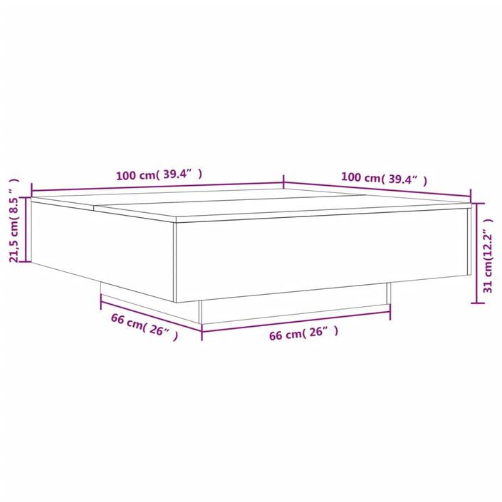 Table basse gris béton 100x100x31 cm bois d'ingénierie - Photo n°10