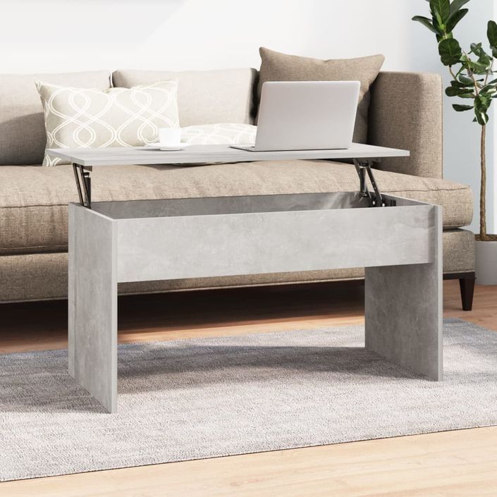 Table basse Gris béton 102x50,5x52,5 cm Bois d'ingénierie - Photo n°1