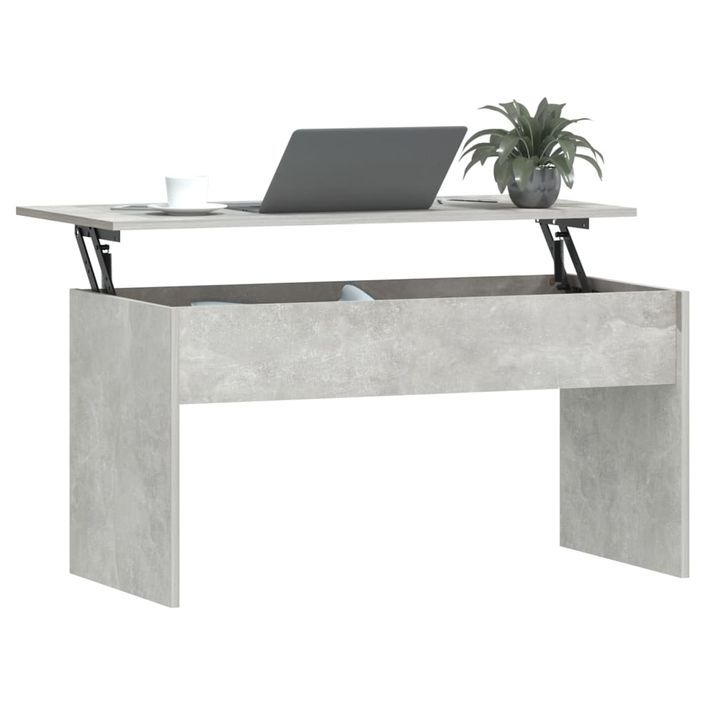 Table basse Gris béton 102x50,5x52,5 cm Bois d'ingénierie - Photo n°7