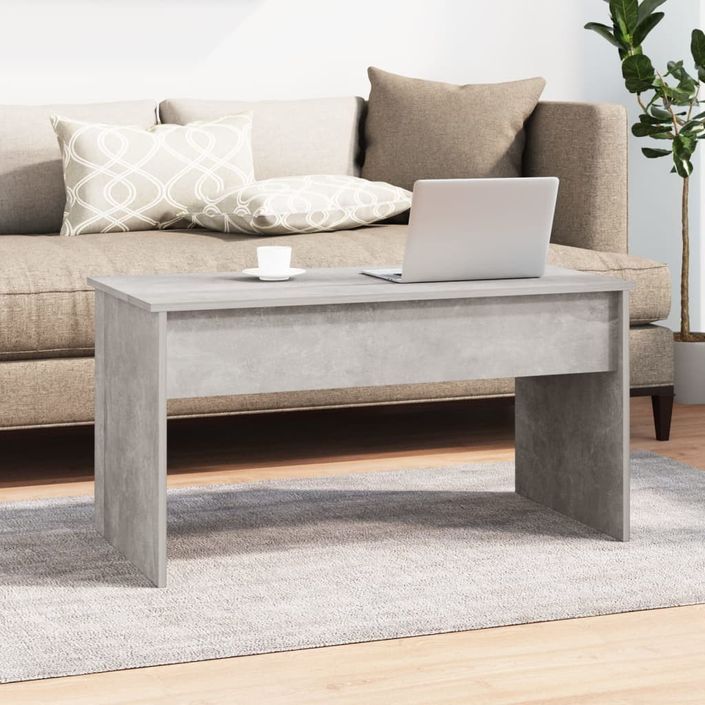 Table basse Gris béton 102x50,5x52,5 cm Bois d'ingénierie - Photo n°8