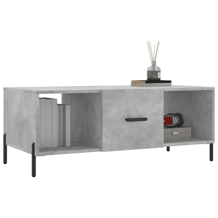 Table basse gris béton 102x50x40 cm bois d'ingénierie - Photo n°3