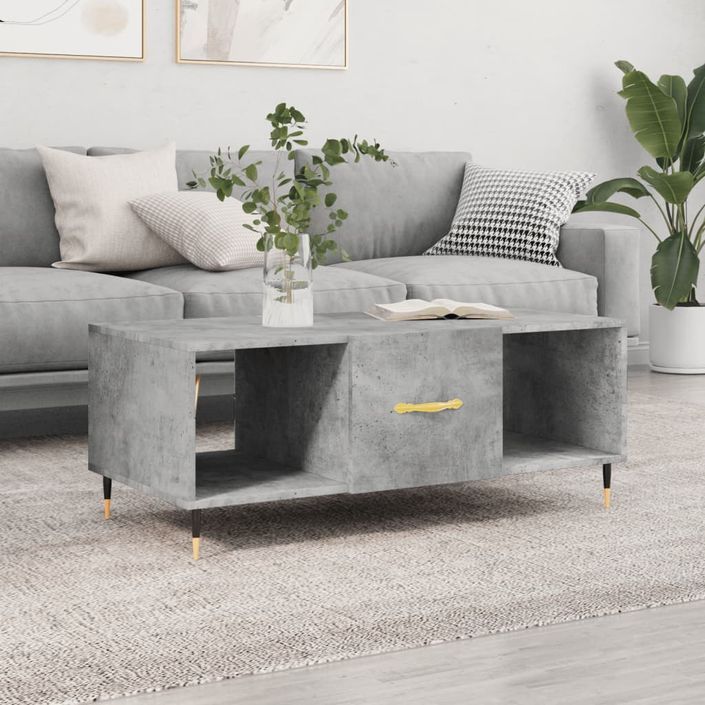 Table basse gris béton 102x50x40 cm bois d'ingénierie - Photo n°1