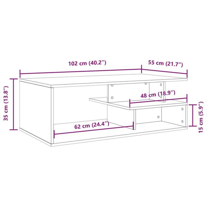 Table basse gris béton 102x55x35 cm bois d'ingénierie - Photo n°9