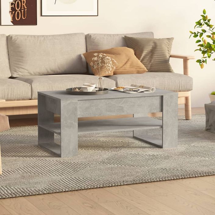 Table basse Gris béton 102x55x45 cm Bois d'ingénierie - Photo n°1