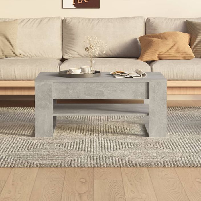 Table basse Gris béton 102x55x45 cm Bois d'ingénierie - Photo n°5