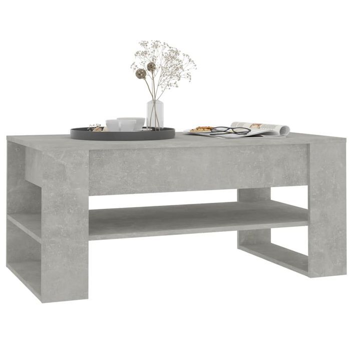 Table basse Gris béton 102x55x45 cm Bois d'ingénierie - Photo n°6