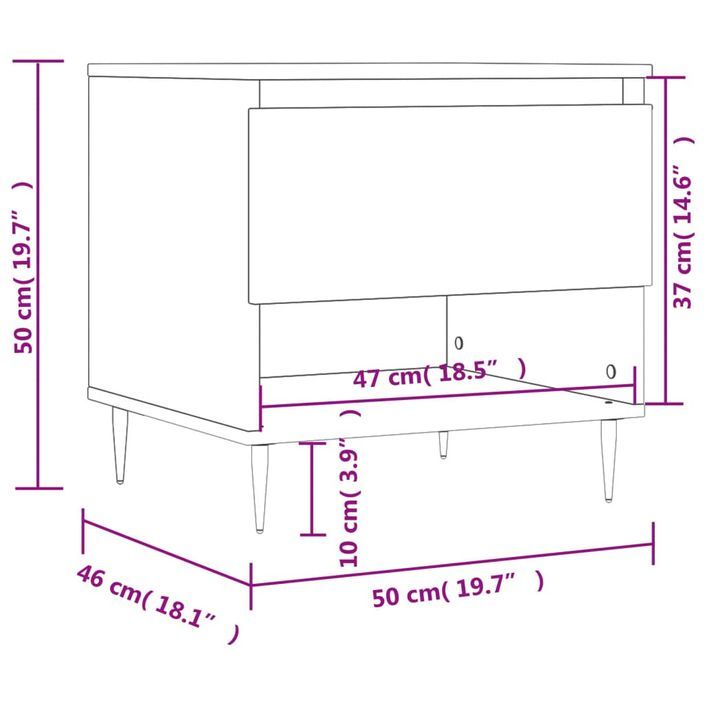 Table basse gris béton 50x46x50 cm bois d'ingénierie - Photo n°11