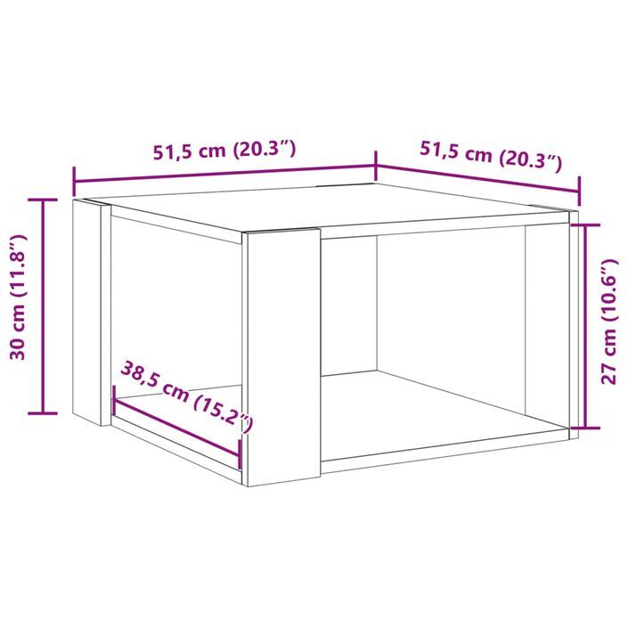 Table basse gris béton 51,5x51,5x30 cm bois d'ingénierie - Photo n°9