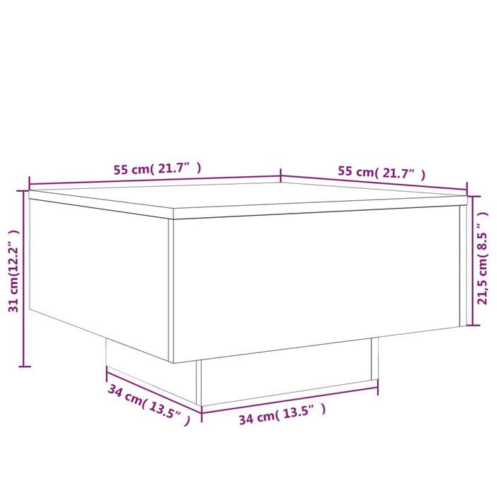 Table basse gris béton 55x55x31 cm bois d'ingénierie - Photo n°10