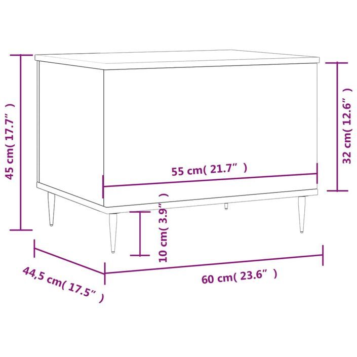 Table basse Gris béton 60x44,5x45 cm Bois d'ingénierie - Photo n°11