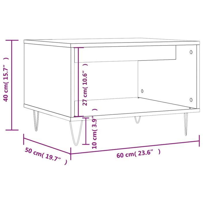 Table basse gris béton 60x50x40 cm bois d'ingénierie - Photo n°9