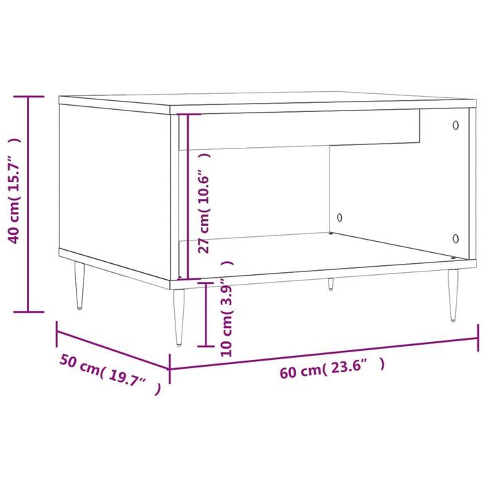 Table basse gris béton 60x50x40 cm bois d'ingénierie - Photo n°9