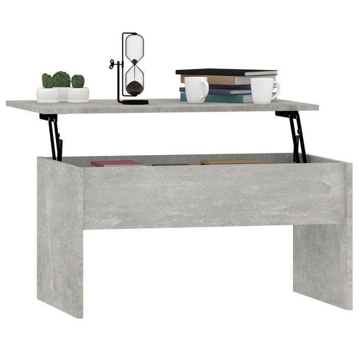 Table basse Gris béton 80x50,5x41,5 cm Bois d'ingénierie - Photo n°7