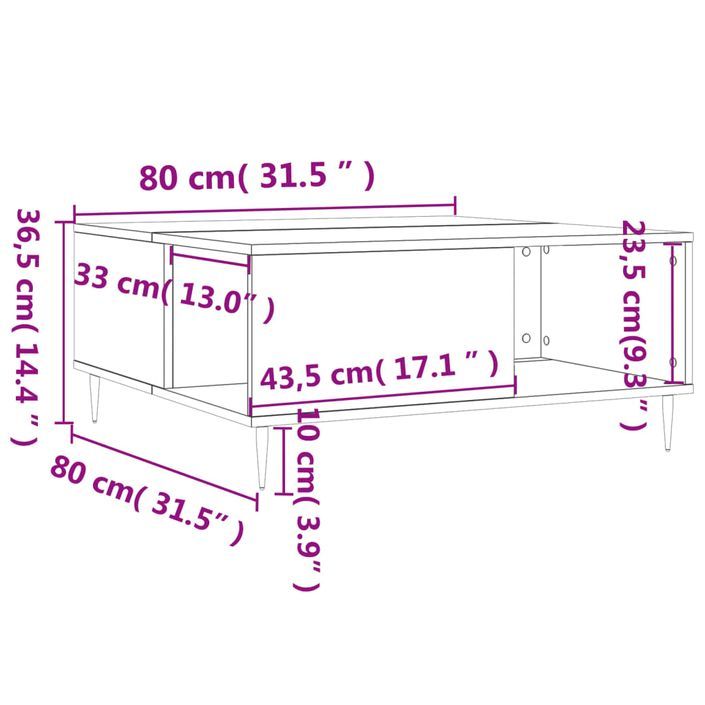 Table basse gris béton 80x80x36,5 cm bois d'ingénierie - Photo n°9