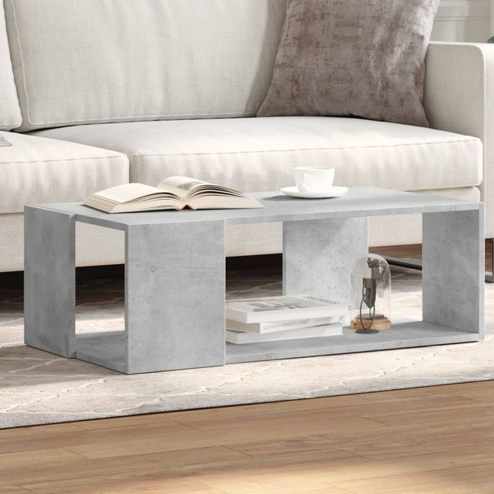 Table basse gris béton 89,5x48x30 cm bois d'ingénierie - Photo n°1