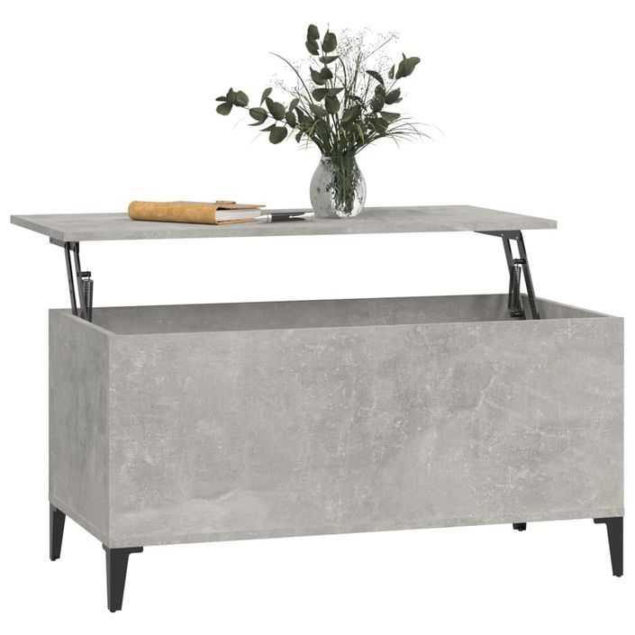 Table basse Gris béton 90x44,5x45 cm Bois d'ingénierie - Photo n°5