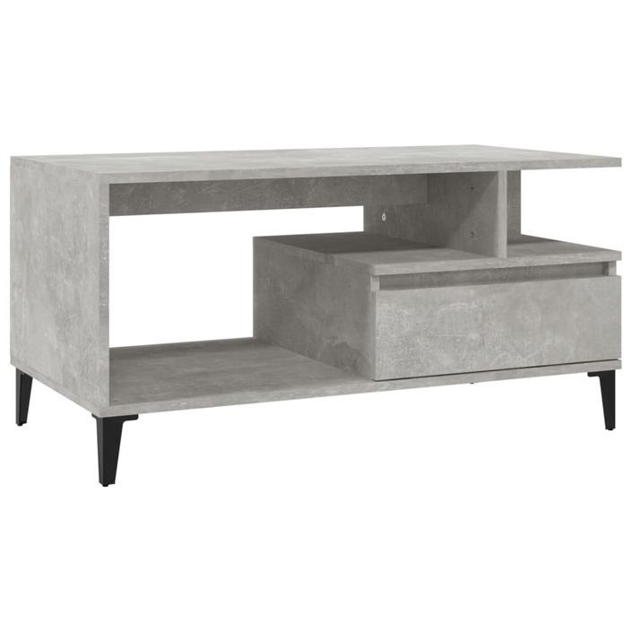 Table basse Gris béton 90x49x45 cm Bois d'ingénierie - Photo n°2