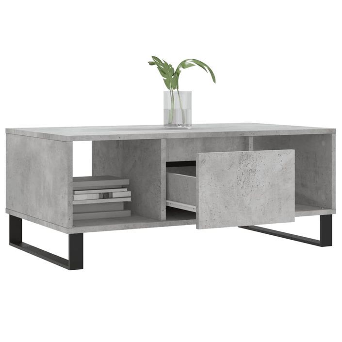 Table basse Gris béton 90x50x36,5 cm Bois d'ingénierie - Photo n°4