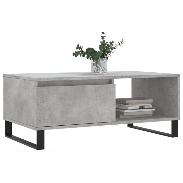 Table basse Gris béton 90x50x36,5 cm Bois d'ingénierie - Photo n°3