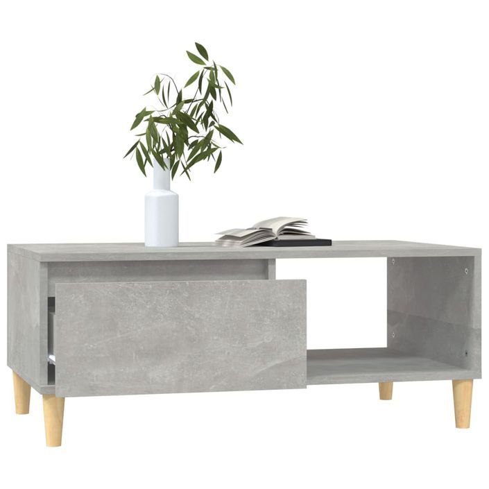 Table basse Gris béton 90x50x36,5 cm Bois d'ingénierie - Photo n°4