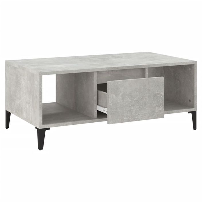 Table basse Gris béton 90x50x36,5 cm Bois d'ingénierie - Photo n°6