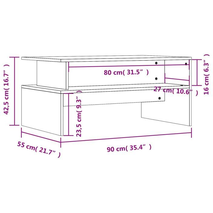 Table basse gris béton 90x55x42,5 cm bois d'ingénierie - Photo n°9