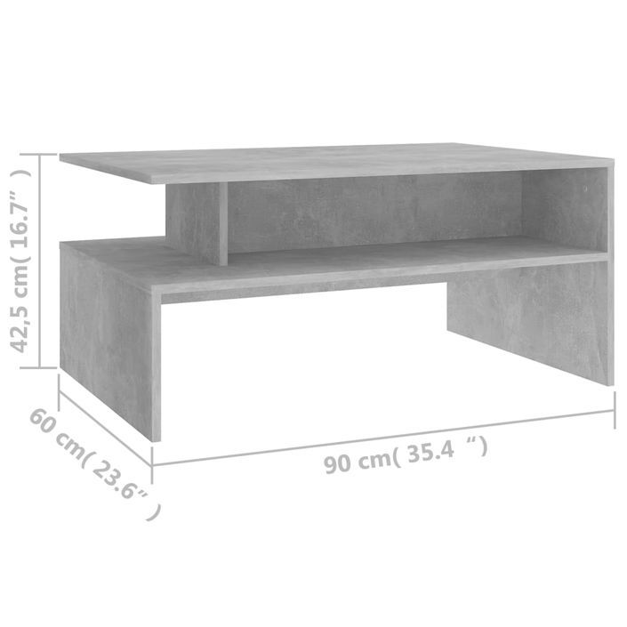 Table basse Gris béton 90x60x42,5 cm - Photo n°6