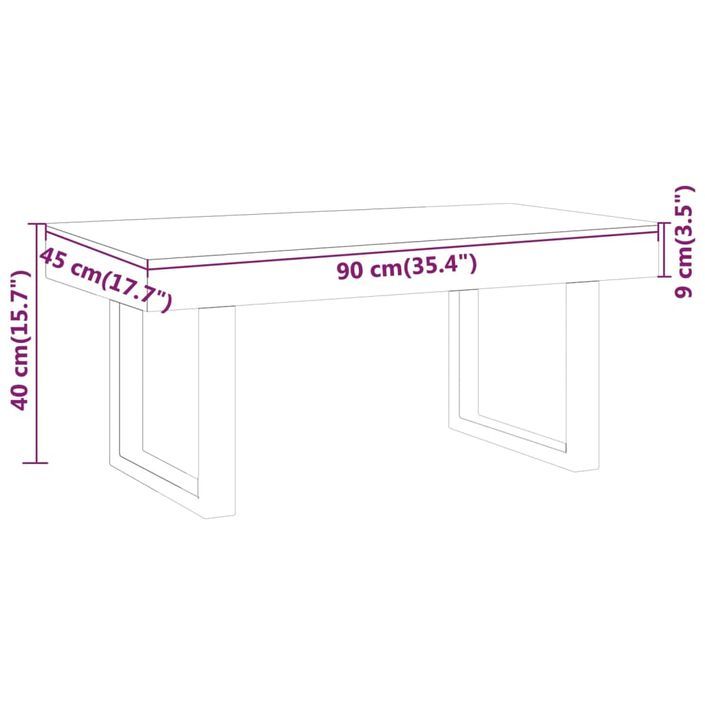 Table basse Gris et noir 90x45x40 cm MDF et fer - Photo n°6