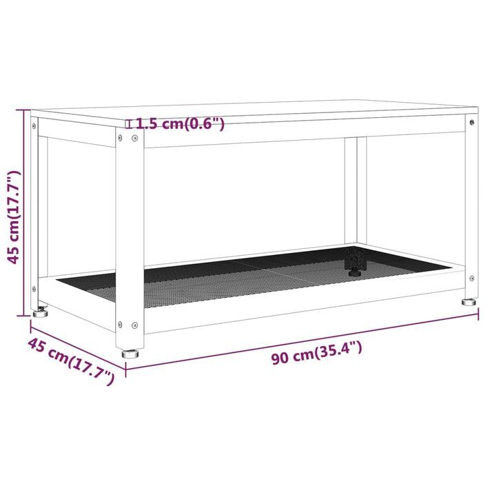 Table basse Gris et noir 90x45x45 cm MDF et fer - Photo n°7