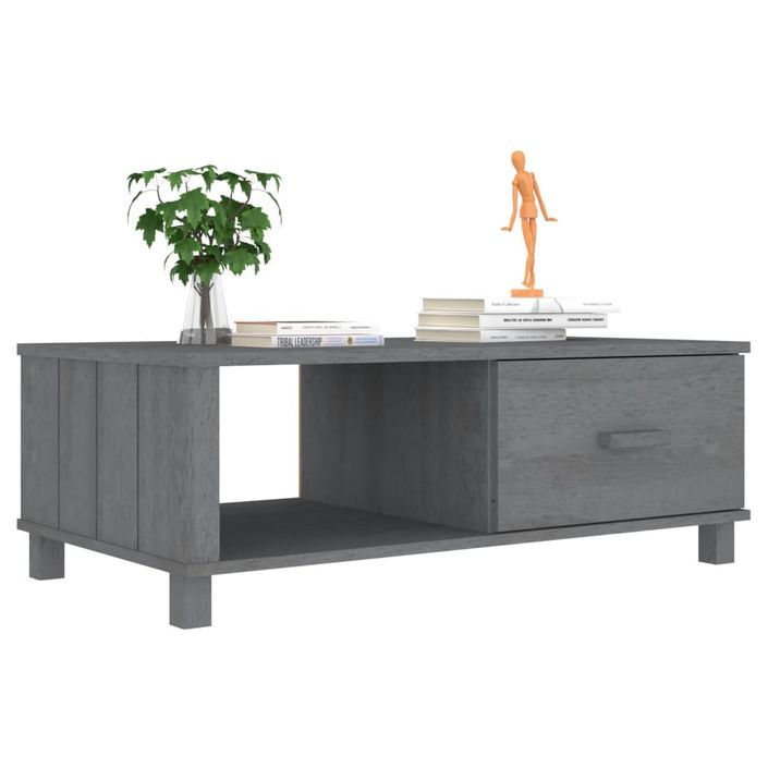 Table basse Gris foncé 100x55x35 cm Bois massif de pin - Photo n°2