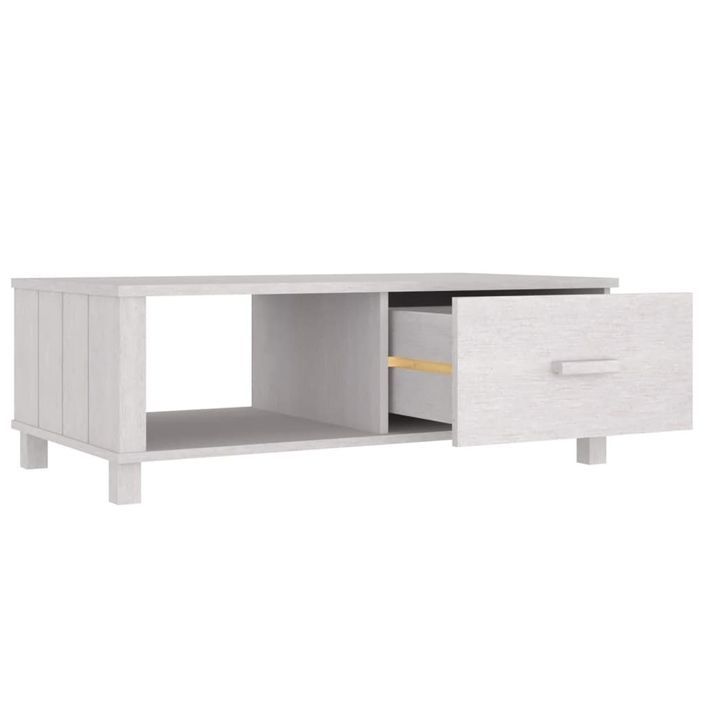 Table basse HAMAR Blanc 100x55x35 cm Bois massif de pin - Photo n°7