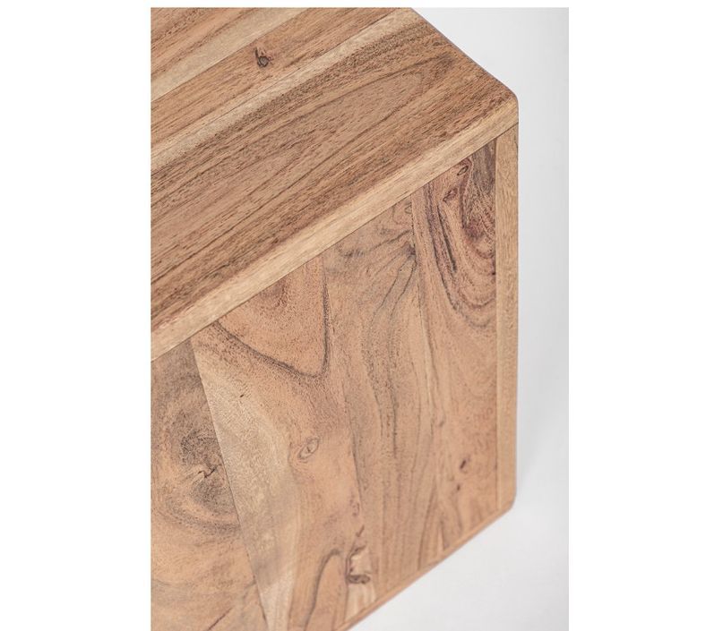 Table basse industriel modulable bois d'acacia et acier marron Palma - Lot de 4 - Photo n°6