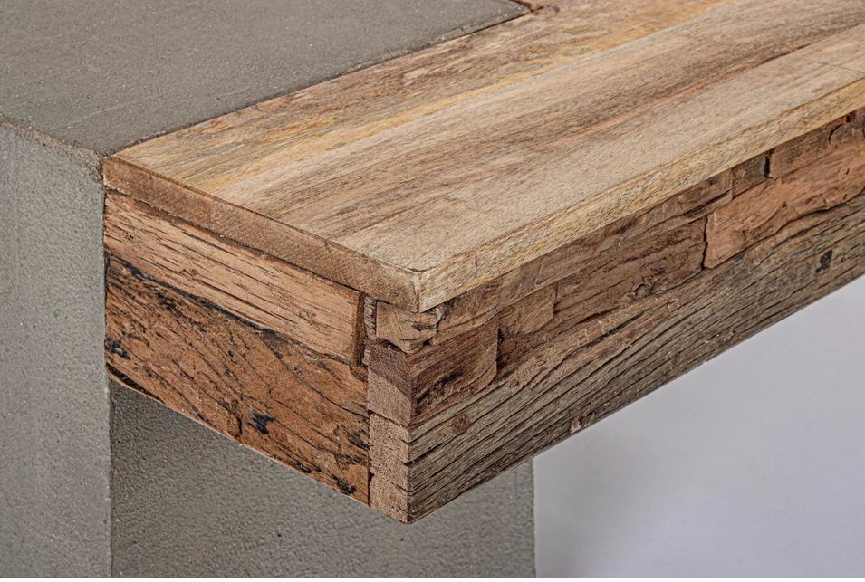 Table basse industrielle bois de manguier recyclé et acier noir Kramer 118 cm - Photo n°6