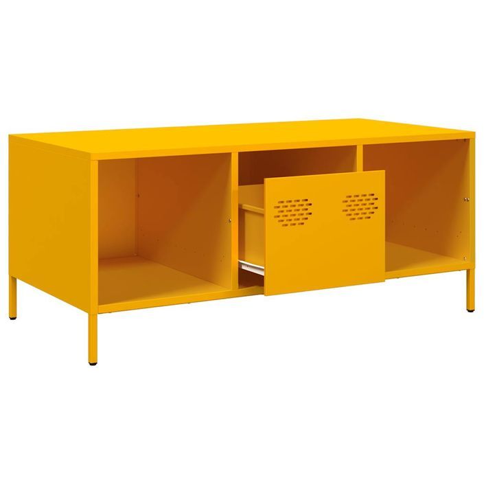 Table basse jaune moutarde 101,5x50x43,5cm acier laminé à froid - Photo n°5