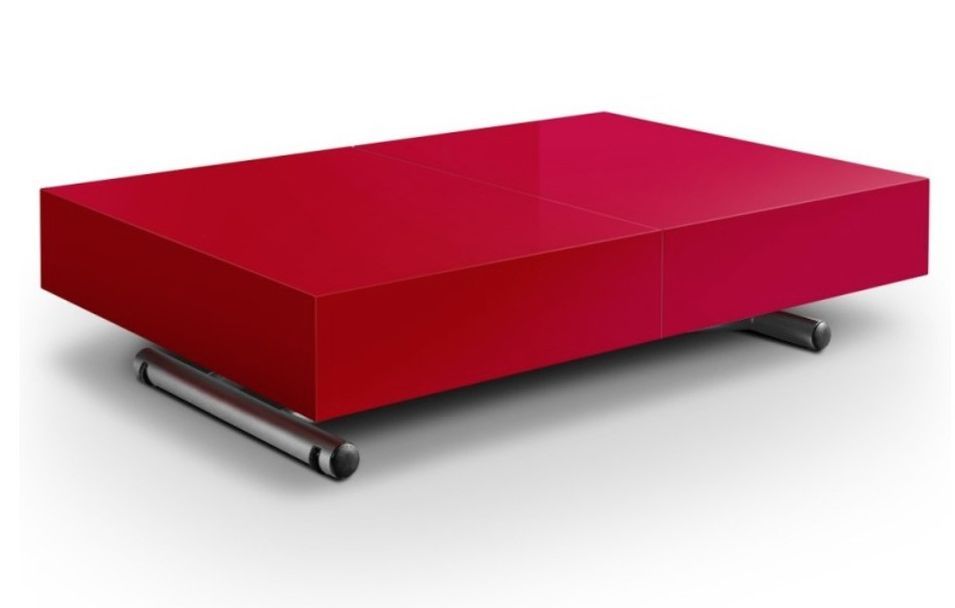 Table basse laquée rouge relevable Casy - Photo n°1