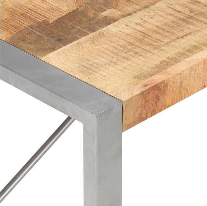 Table basse manguier massif clair et pieds métal gris Tesun 120 cm - Photo n°4