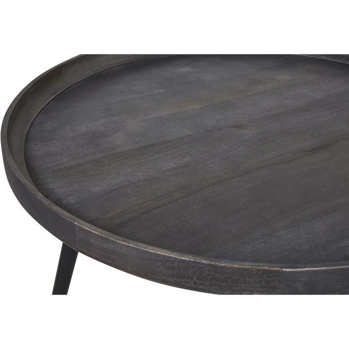 Table basse manguier massif et pieds métal noir Limba D 85 cm - Photo n°3