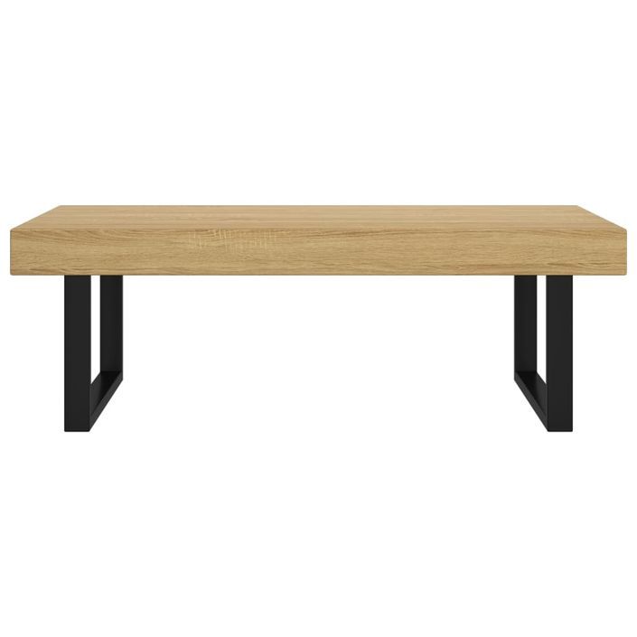 Table basse Marron clair et noir 120x60x40 cm MDF et fer - Photo n°3