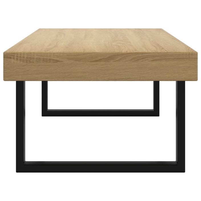 Table basse Marron clair et noir 120x60x40 cm MDF et fer - Photo n°4