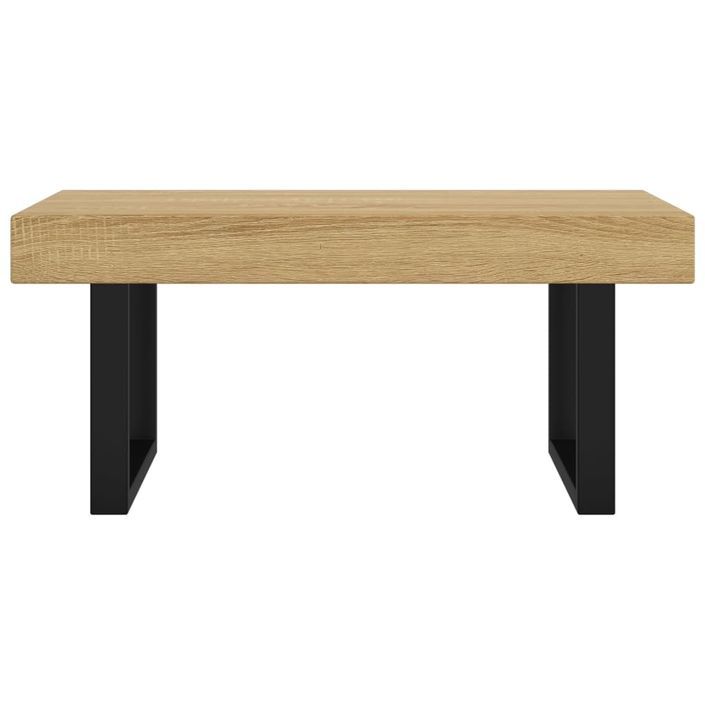 Table basse Marron clair et noir 90x45x40 cm MDF et fer - Photo n°3