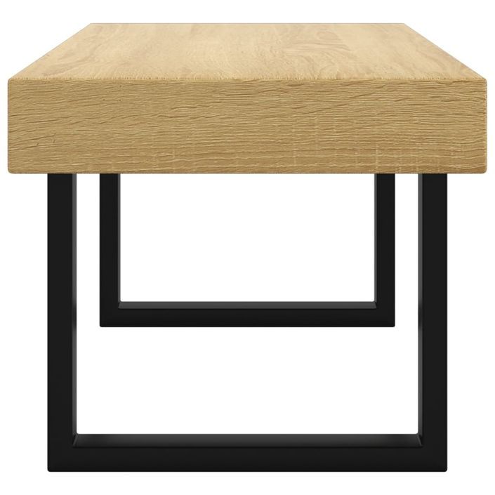 Table basse Marron clair et noir 90x45x40 cm MDF et fer - Photo n°4