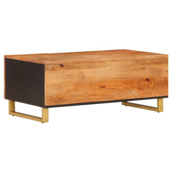 Table basse marron et noir 100x54x40 cm bois massif de manguier - Photo n°6