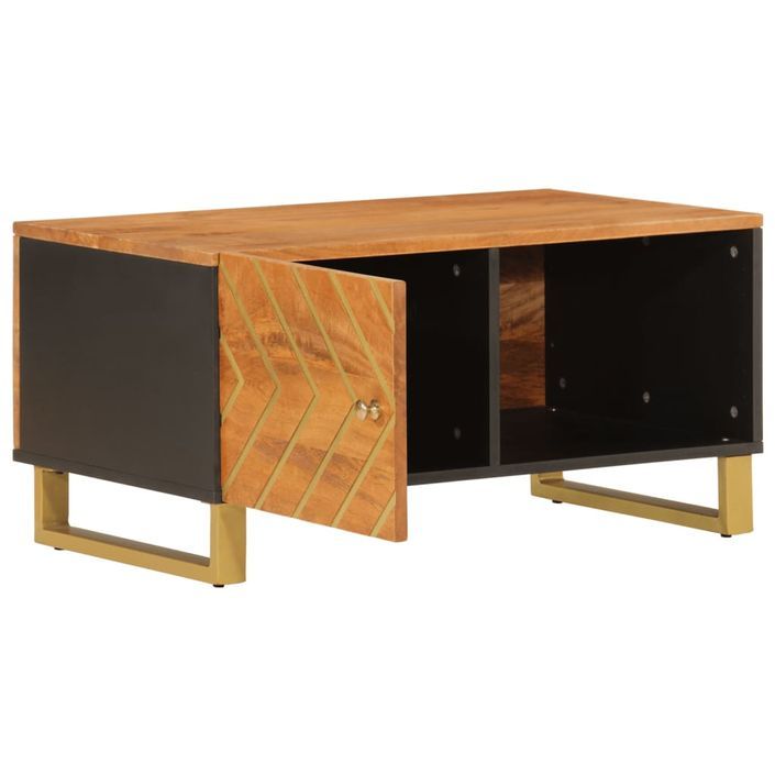 Table basse marron et noir 80x50x40 cm bois de massif manguier - Photo n°3