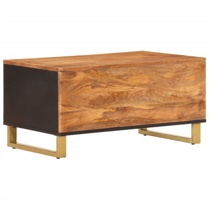 Table basse marron et noir 80x50x40 cm bois de massif manguier - Photo n°6