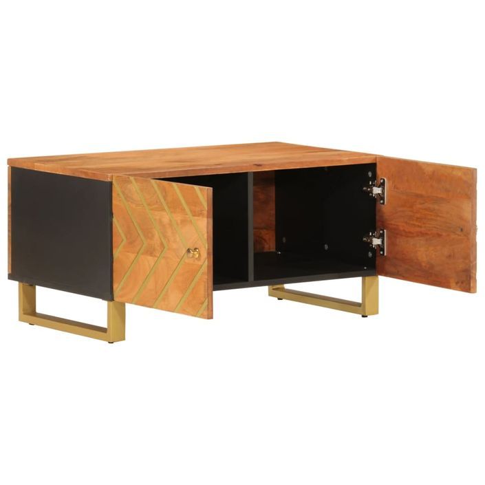 Table basse marron et noir 80x50x40 cm bois de massif manguier - Photo n°3