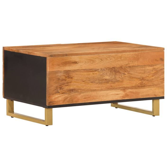 Table basse marron et noir 80x50x40 cm bois de massif manguier - Photo n°6