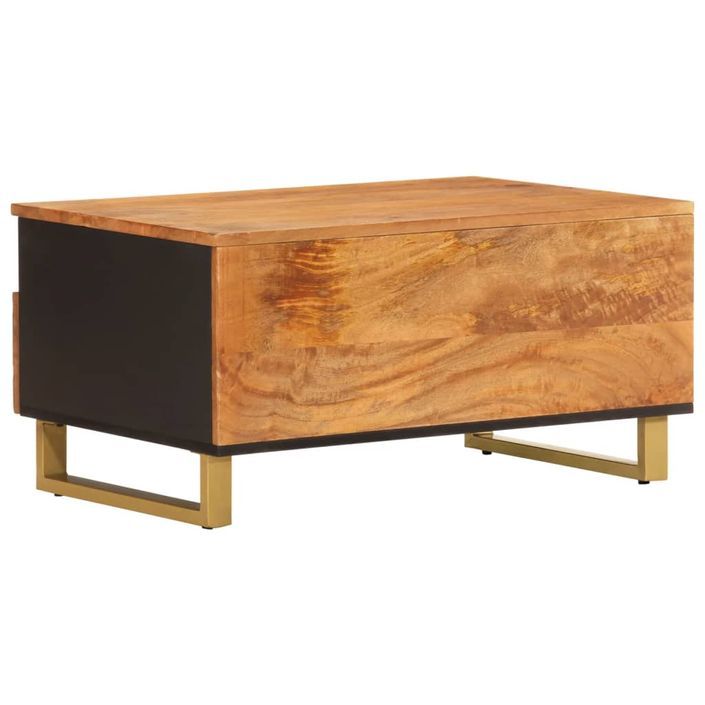 Table basse marron et noir 80x54x40 cm bois de massif manguier - Photo n°6